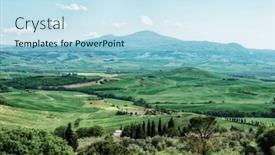  Presentation with springtime - Slides featuring tuscany-at-springtime-toned-image background and a light blue colored foreground