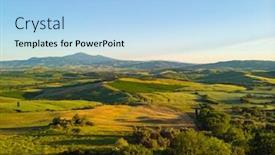  Presentation with tuscany - Colorful presentation design enhanced with tuscany countryside hills stunning aerial view in spring backdrop and a light blue colored foreground