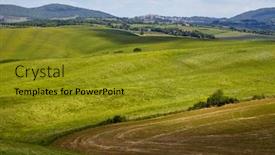  Presentation with tuscany - Presentation theme featuring tuscany hills and countryside in sienna region italy background and a gold colored foreground