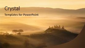  Presentation with tuscany - Amazing slide deck having tuscany hills at sunrise backdrop and a yellow colored foreground