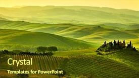 Presentation with tuscany - PPT theme consisting of tuscany hills background and a tawny brown colored foreground