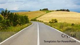  Presentation with tuscany - Beautiful PPT layouts featuring tuscany italy at summer road backdrop and a coral colored foreground
