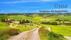  Presentation with tuscany - PPT layouts having tuscany-landscape-at-spring-sunny background and a light blue colored foreground