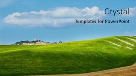  Presentation with farm house - Theme having tuscany-landscape-with-typical-farm background and a light blue colored foreground