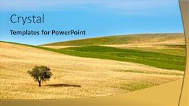  Presentation with farm house - PPT layouts enhanced with tuscany-landscape-with-typical-farm background and a light blue colored foreground