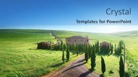  Presentation with farm house - Audience pleasing slides consisting of tuscany landscape with typical farm house italty backdrop and a light blue colored foreground