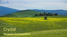  Presentation with rolling hills - Beautiful PPT theme featuring tuscany-spring-rolling-hills backdrop and a tawny brown colored foreground