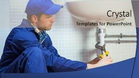  Presentation with public food units - Theme having tuta - attractive focused plumber repairing sink background and a  colored foreground