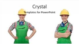  Presentation with landscape maintenance worker safety - Amazing PPT theme having tuta - female worker wearing coverall isolated backdrop and a white colored foreground