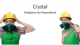  Presentation with oil gas volatility - PPT theme enhanced with tuta - female worker wearing coverall background and a  colored foreground