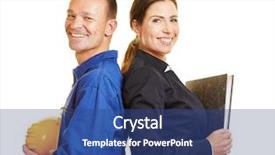  Presentation with worker - Beautiful PPT theme featuring tuta - happy man as worker backdrop and a ocean colored foreground