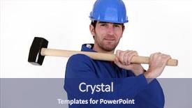  Presentation with mallet - PPT theme consisting of tuta - worker carrying a mallet background and a navy blue colored foreground