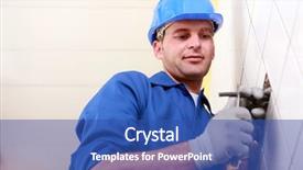  Presentation with welder worker welding and cutting - Slides enhanced with tuta - worker cutting a wire background and a ocean colored foreground