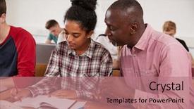  Presentation with college - PPT theme with tutor - college student has individual tuition background and a coral colored foreground