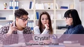  Presentation with teacher - Slides having tutor - young student and teacher background and a coral colored foreground