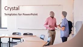  Presentation with high school - Presentation theme having tutor talking with male student background and a lemonade colored foreground
