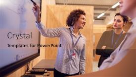  Presentation with apprenticeship - Slides with tutor-with-trainee-electricians-studying background and a coral colored foreground