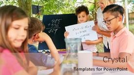  Presentation with arithmetic - PPT layouts enhanced with tutoring-teacher-helps-children background and a coral colored foreground