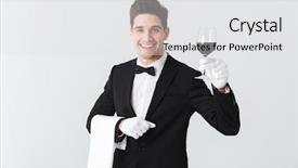  Presentation with red white grey - Beautiful PPT theme featuring tuxedo holding glass of red backdrop and a  colored foreground