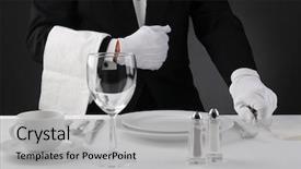  Presentation with formal dinner invitation - PPT layouts having tuxedo setting a formal dinner background and a light gray colored foreground