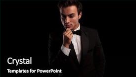  Presentation with gold black - Colorful slide deck enhanced with tuxedo wearing a big gold backdrop and a black colored foreground