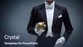  Presentation with piggy bank is evil - PPT layouts with tuxedo with piggy bank background and a tawny brown colored foreground