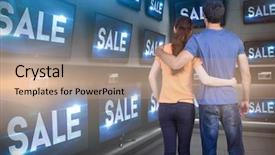  Presentation with camera - PPT theme featuring tv ads - couple with backs to camera background and a coral colored foreground