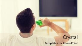  Presentation with beer - Amazing PPT theme having tv ads - man watching tv and drinking backdrop and a lemonade colored foreground