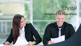  Presentation with anchor - Cool new theme with tv anchor training for telling backdrop and a mint green colored foreground