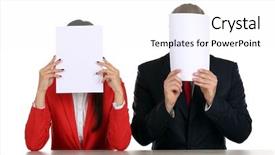  Presentation with anchors - Audience pleasing presentation theme consisting of tv anchors training for telling backdrop and a  colored foreground