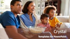  Presentation with african american church family - Presentation having tv and eating popcorn side background and a tawny brown colored foreground