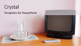  Presentation with remote - Colorful slides enhanced with tv and the remote on the table backdrop and a sky blue colored foreground