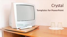  Presentation with remote - Presentation theme enhanced with tv and the remote on the table background and a cream colored foreground