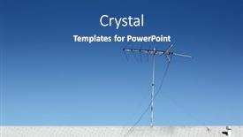  Presentation with antenna - Cool new presentation with tv antenna on roof over blue sky background backdrop and a ocean colored foreground