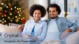  Presentation with african american church family - Cool new theme with tv at home over christmas backdrop and a light blue colored foreground