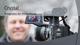  Presentation with camera - Colorful PPT theme enhanced with tv camera - video reporter backdrop and a light gray colored foreground