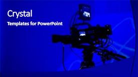  Presentation with blue professional - Amazing slide set having tv camera silhouette on blue backdrop and a black colored foreground