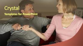  Presentation with television - Beautiful PPT layouts featuring tv channels - couple discussing choice of television backdrop and a tawny brown colored foreground