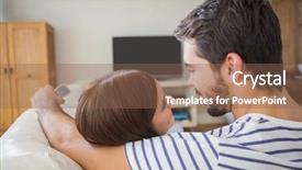  Presentation with living room - Presentation theme with tv channels - cute couple watching tv background and a  colored foreground