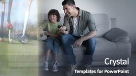  Presentation with football plays - Cool new PPT layouts with tv channels - football players tacakling backdrop and a  colored foreground