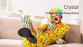 Presentation with clown - Slide set enhanced with tv characters - male clown preparing for perfomance background and a sky blue colored foreground