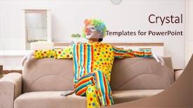  Presentation with energy efficient home - Presentation theme having tv characters - male clown preparing for perfomance background and a lemonade colored foreground