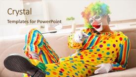  Presentation with clown - PPT layouts having tv characters - male clown preparing for perfomance background and a lemonade colored foreground
