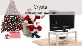  Presentation with santa - Slides featuring tv characters - santa claus sitting background and a light gray colored foreground