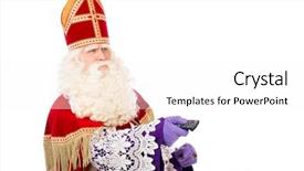  Presentation with dutch sinterklaas - PPT layouts enhanced with tv characters - sinterklaas with tv remote isolated background and a  colored foreground