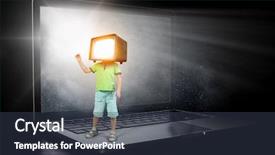  Presentation with meditation children - Presentation design featuring tv characters - tv addicted children mixed media background and a  colored foreground