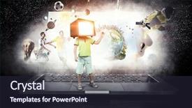  Presentation with children - Beautiful PPT theme featuring tv characters - tv addicted children mixed media backdrop and a  colored foreground