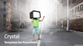  Presentation with children - Presentation theme enhanced with tv characters - tv addicted children mixed media background and a  colored foreground