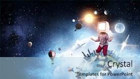  Presentation with children - Amazing PPT theme having tv characters - tv addicted children mixed media backdrop and a light blue colored foreground