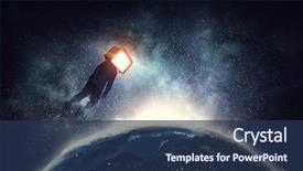  Presentation with media - Colorful PPT theme enhanced with tv characters - tv addicted children mixed media backdrop and a ocean colored foreground